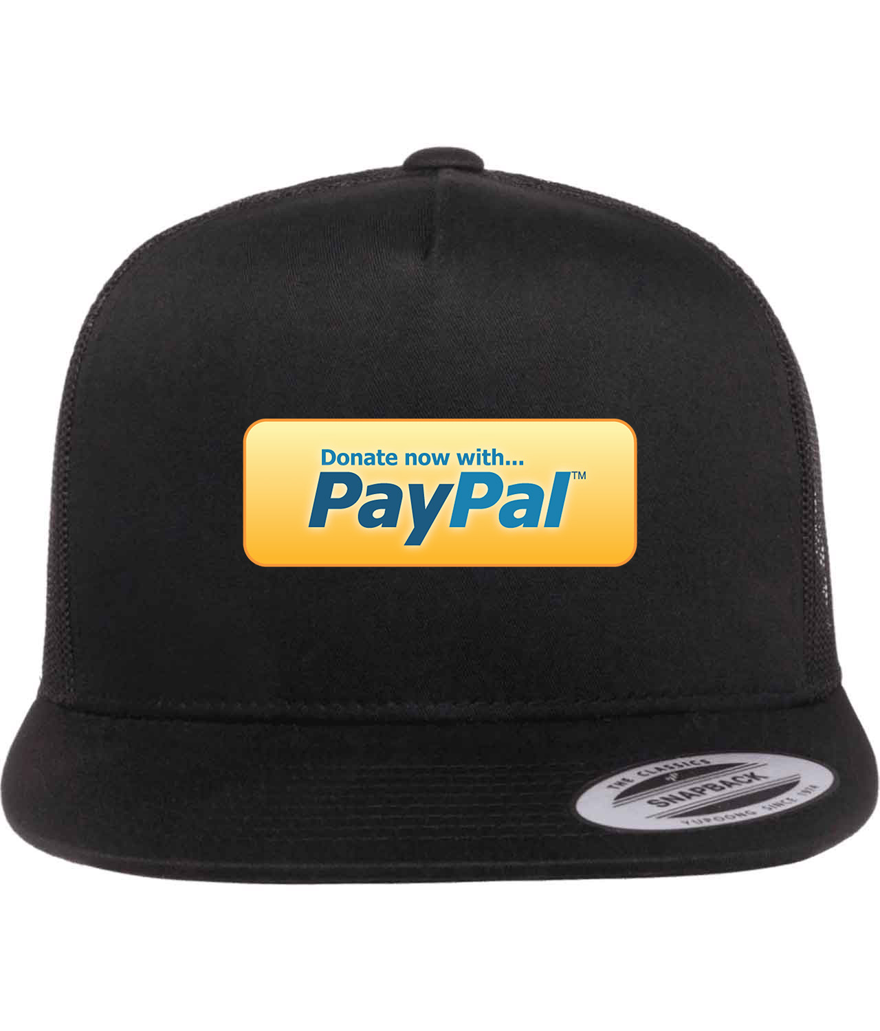 Donate With PayPal Button Logo Symbol Emblem Customized Design on Classic Trucker Cap Hat