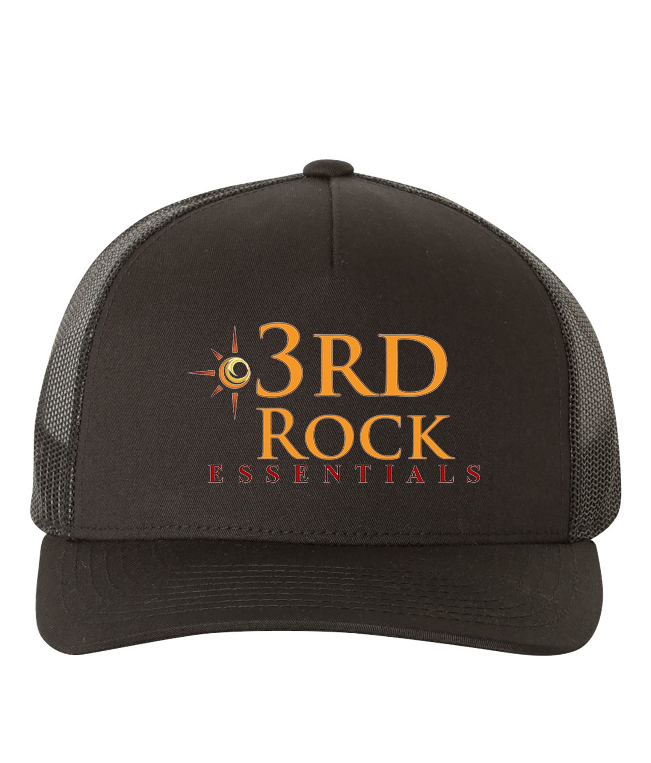 3rd Rock Essentials Logo Symbol Emblem Customized Design on Retro Trucker Cap Hat