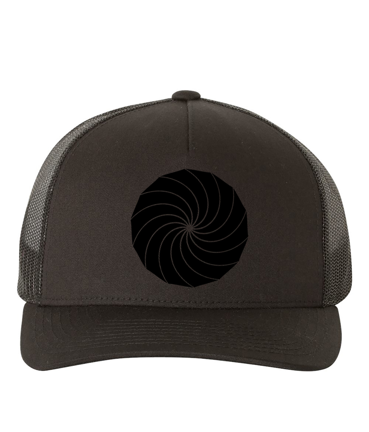 Camera Shutter Closed Logo Symbol Emblem Customized Design on Retro Trucker Cap Hat