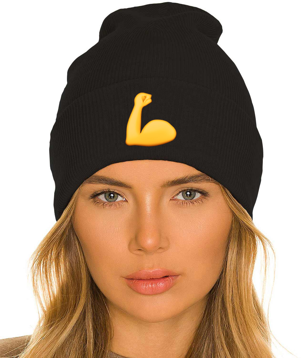 Bicep Muscle Logo Symbol Emblem Customized Design on 12" Cuffed Beanie Hat