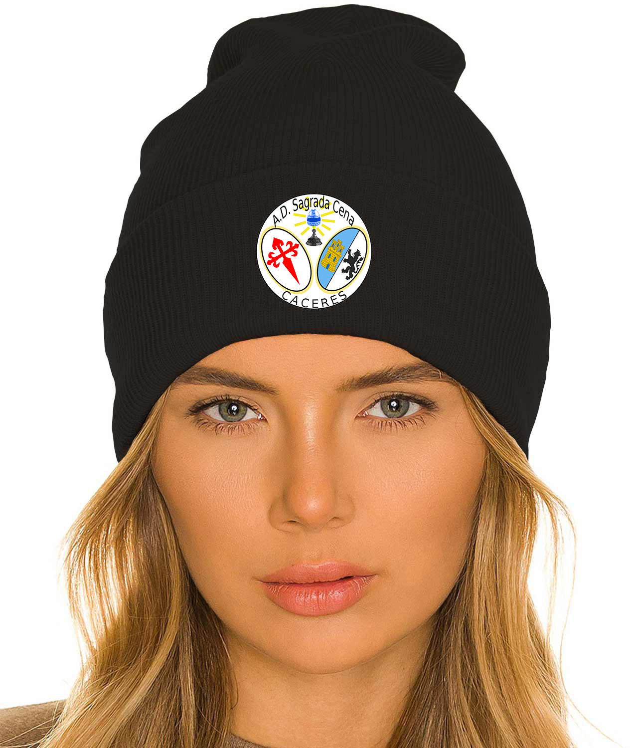AD Sagrada Cena Logo Symbol Emblem Customized Design on 12" Cuffed Beanie Hat