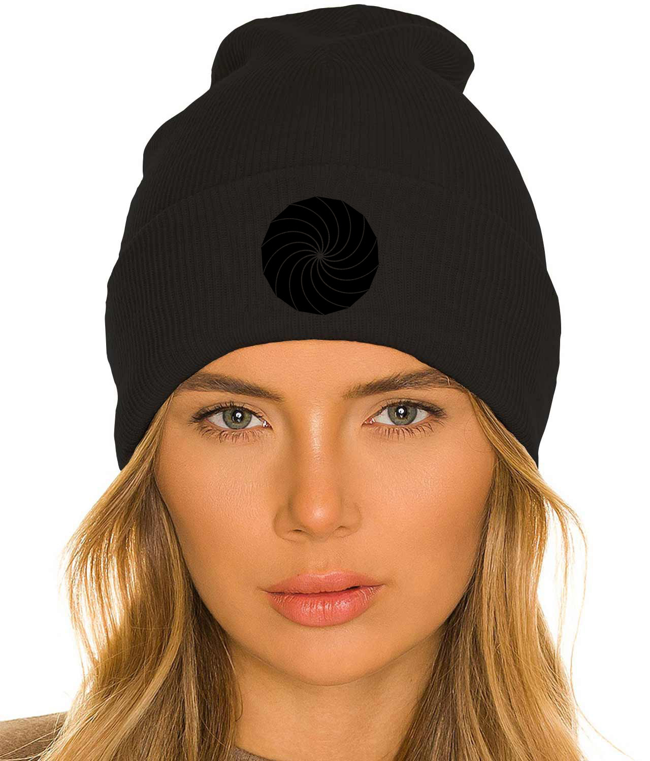 Camera Shutter Closed Logo Symbol Emblem Customized Design on 12" Cuffed Beanie Hat