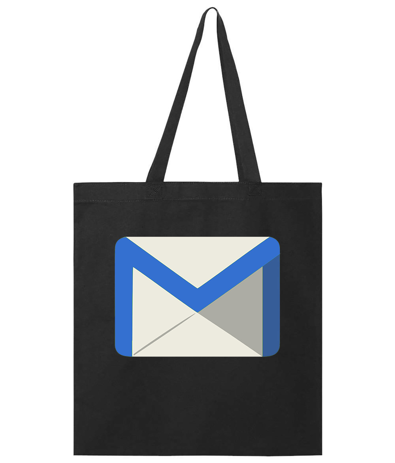 Email Icon Grey Blue Envelope Logo Symbol Emblem Customized Design on Promotional Tote Bag