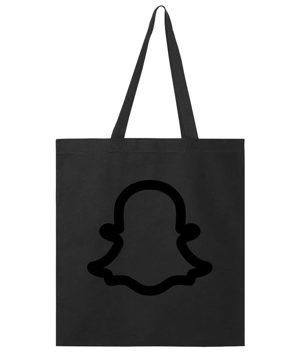 Bold Snapchat Ghost Logo Symbol Emblem Customized Design on Promotional Tote Bag