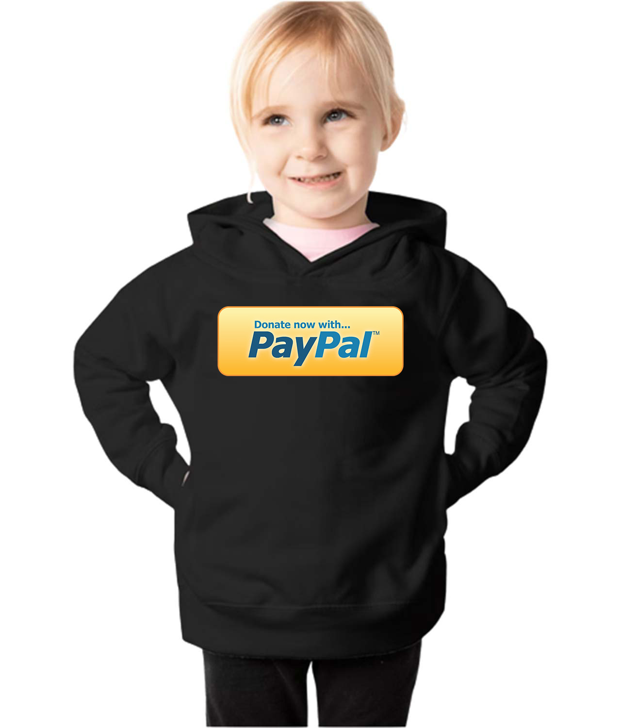 Donate With PayPal Button Logo Symbol Emblem Customized Design on Toddler Pullover Fleece Hoodie