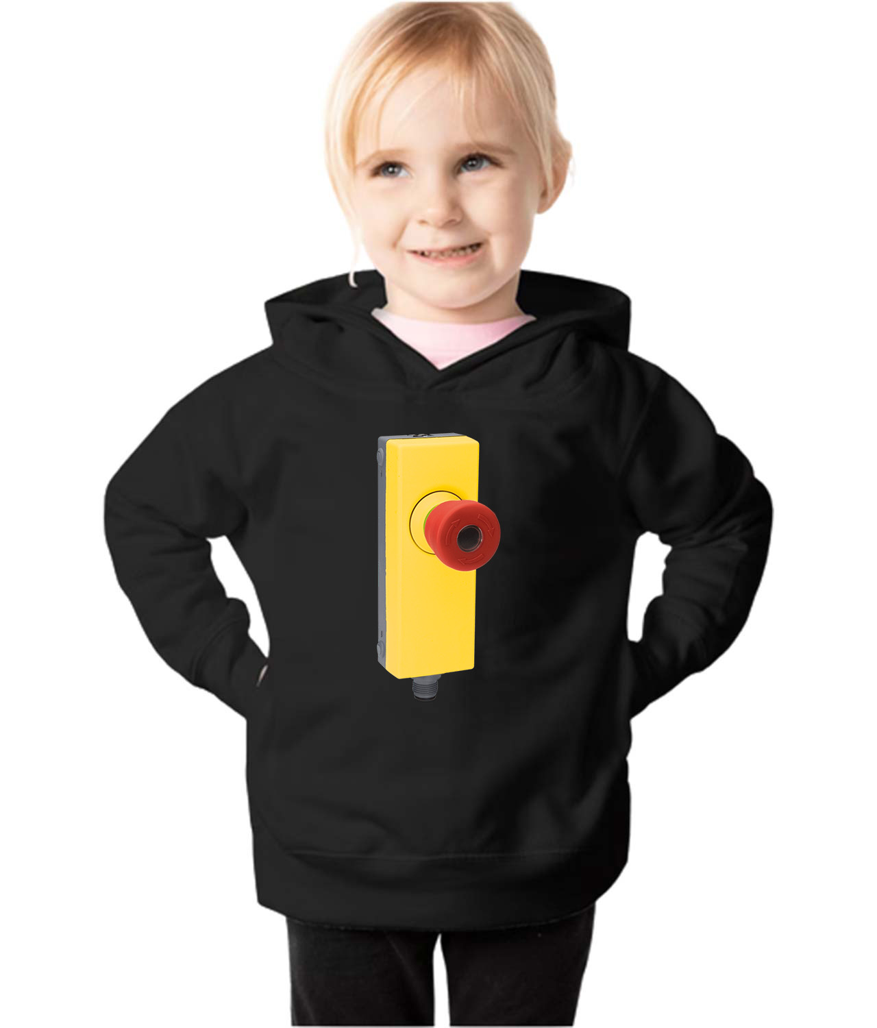 Industrial Emergency Stop Button Logo Symbol Emblem Customized Design on Toddler Pullover Fleece Hoodie