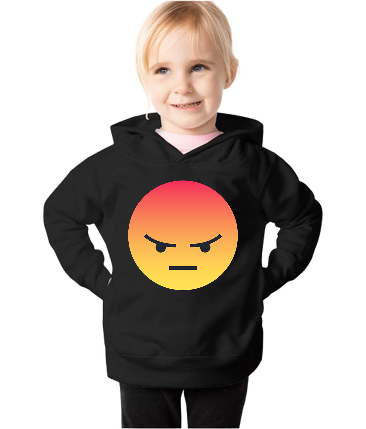 Angry Reaction Emoji Logo Symbol Emblem Customized Design on Toddler Pullover Fleece Hoodie
