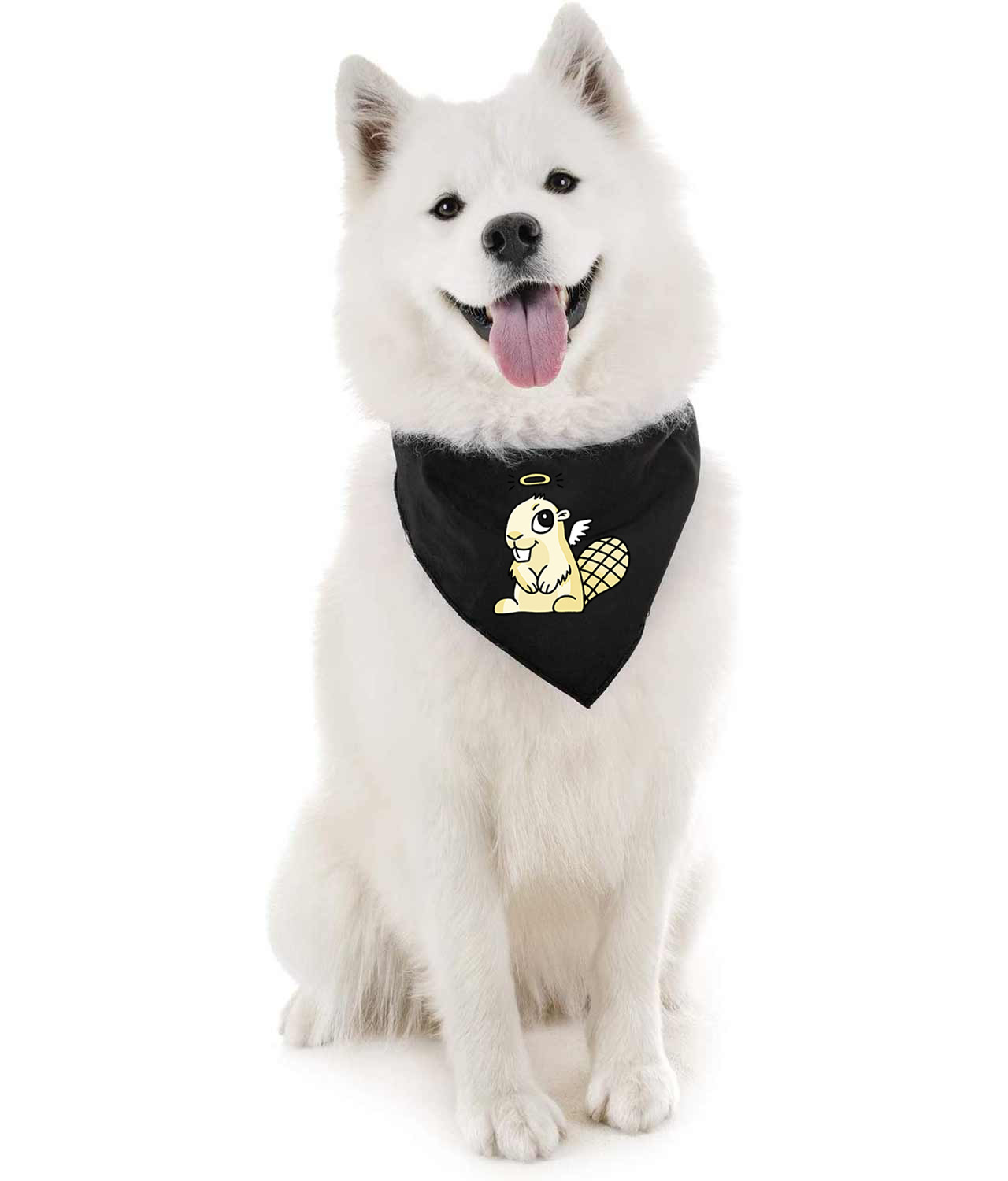 Adsy Beaver Mascot Angel Adsy Logo Symbol Emblem Customized Design on Doggie Puppy Dog Bandana