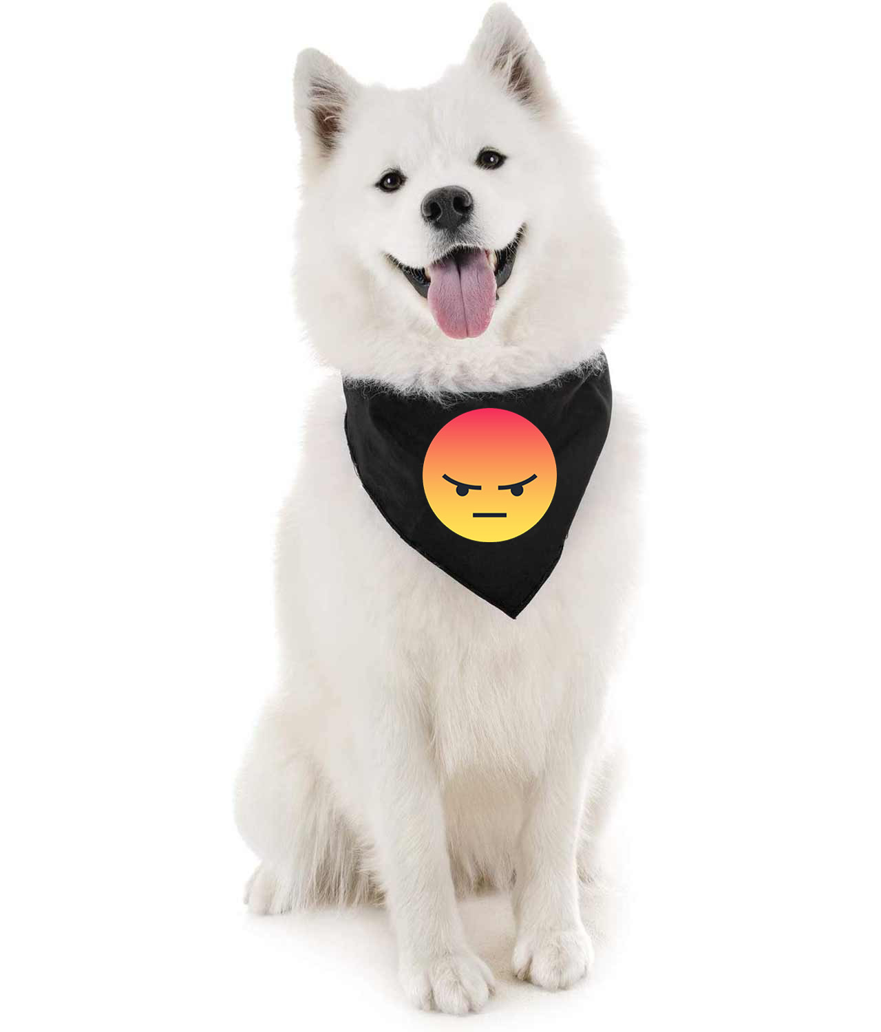 Angry Reaction Emoji Logo Symbol Emblem Customized Design on Doggie Puppy Dog Bandana