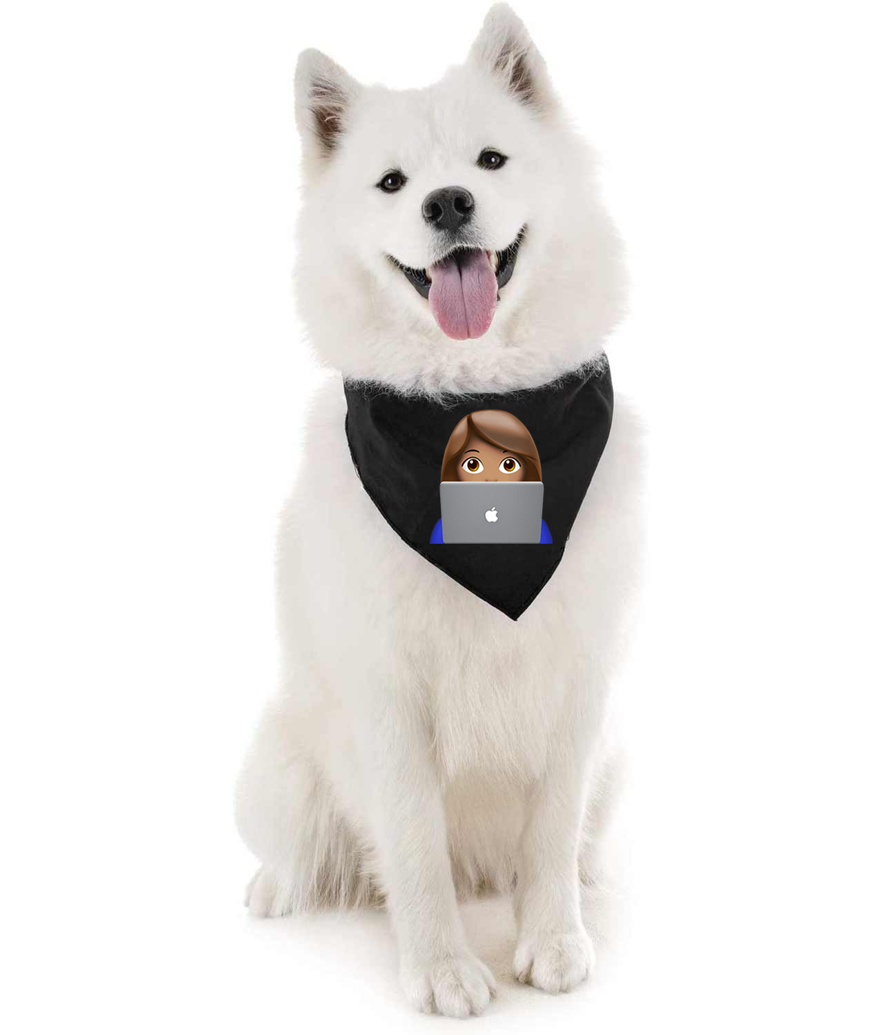 Apple Fan Emoji Logo Symbol Emblem Customized Design on Doggie Puppy Dog Bandana