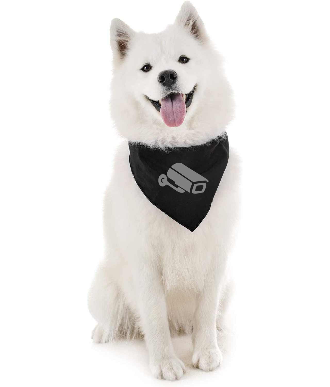 Security Camera Icon Logo Symbol Emblem Customized Design on Doggie Puppy Dog Bandana