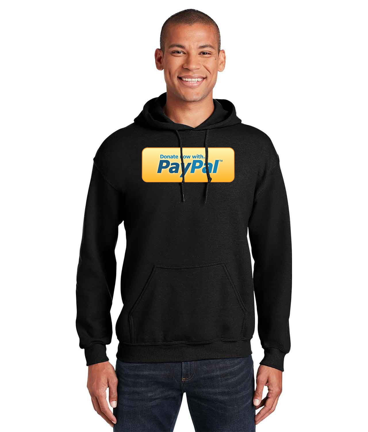 Donate With PayPal Button Logo Symbol Emblem Customized Design on Unisex Hooded Sweatshirt