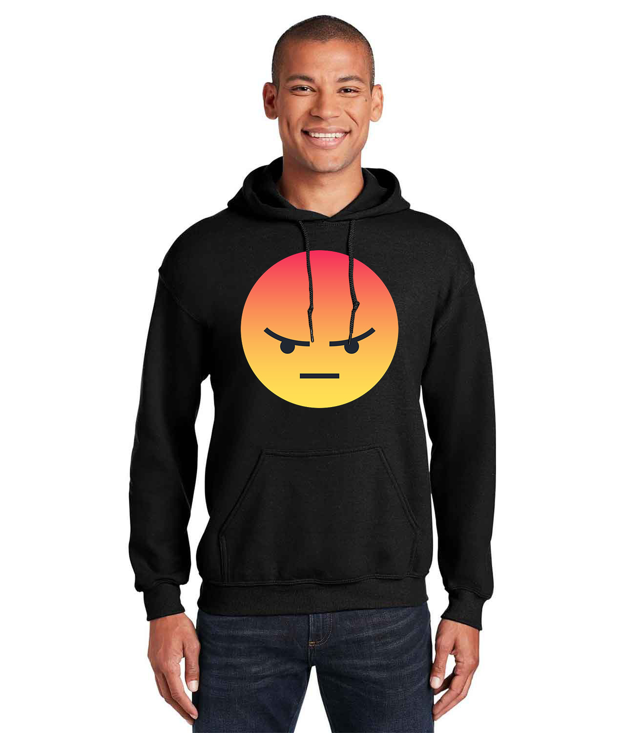Angry Reaction Emoji Logo Symbol Emblem Customized Design on Unisex Hooded Sweatshirt