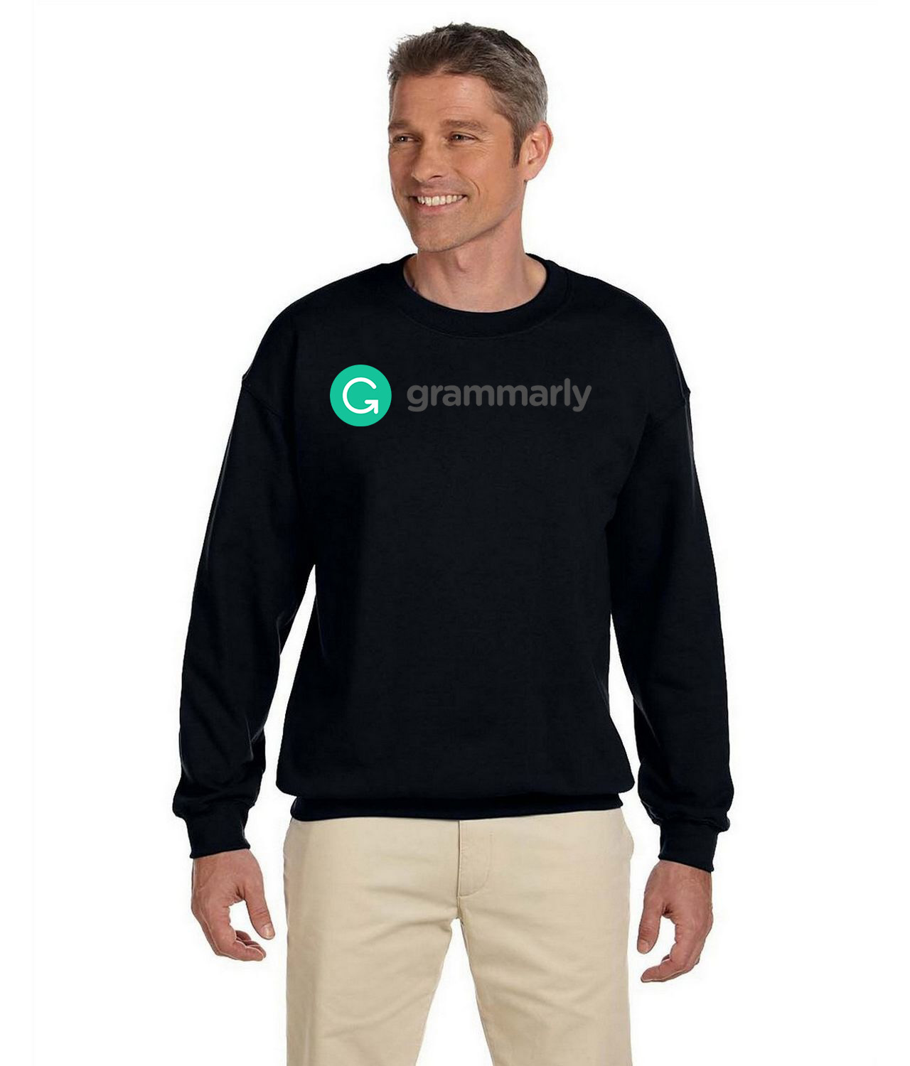 Grammarly Long Logo Symbol Emblem Customized Design on Unisex Crewneck Sweatshirt - Image 1