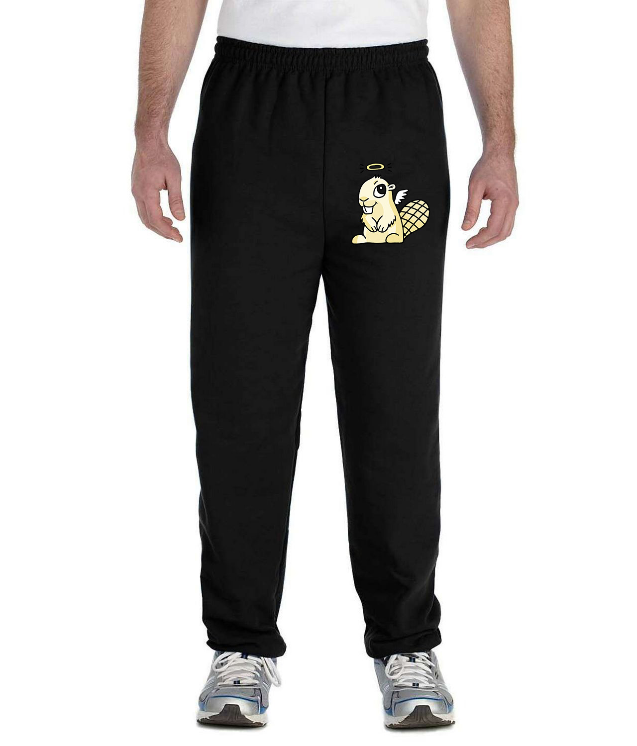 Adsy Beaver Mascot Angel Adsy Logo Symbol Emblem Customized Design on Unisex Closed-Bottom Sweatpants