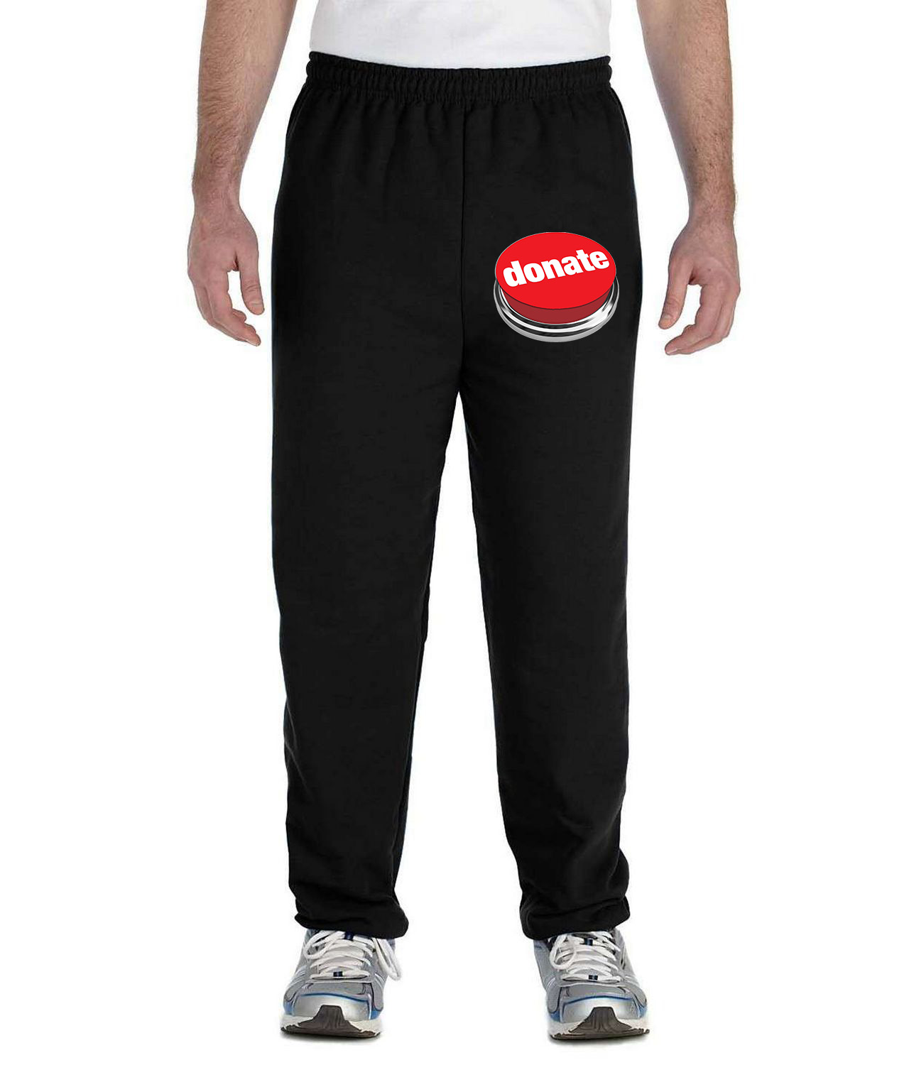 Donate Push Button Logo Symbol Emblem Customized Design on Unisex Closed-Bottom Sweatpants