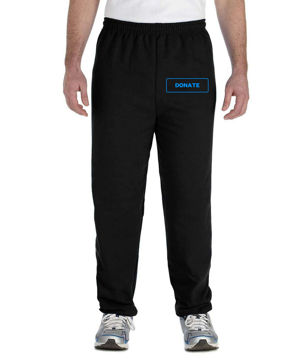 Simple Blue Outline Donate Button Logo Symbol Emblem Customized Design on Unisex Closed-Bottom Sweatpants