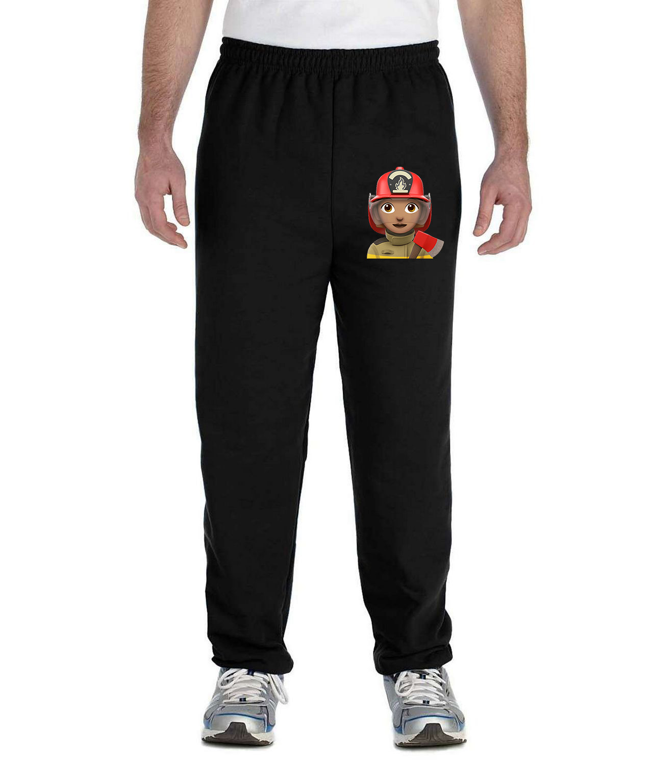 Apple Fireman Emoji Logo Symbol Emblem Customized Design on Unisex Closed-Bottom Sweatpants