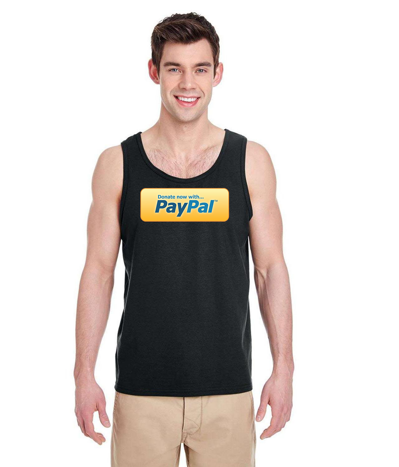 Donate With PayPal Button Logo Symbol Emblem Customized Design on Unisex Tank Top