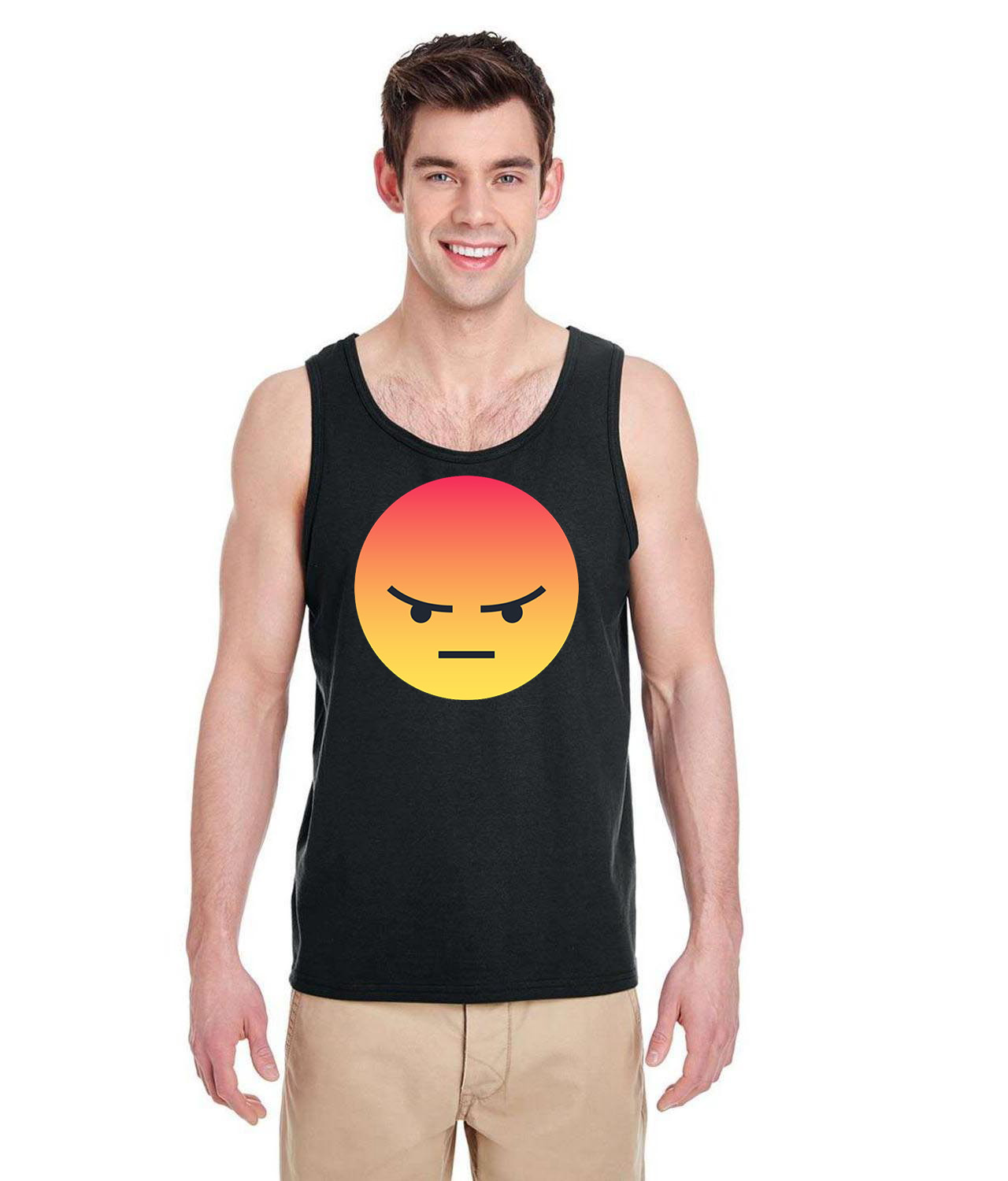 Angry Reaction Emoji Logo Symbol Emblem Customized Design on Unisex Tank Top