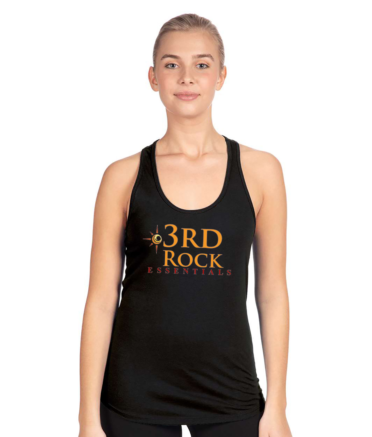 3rd Rock Essentials Logo Symbol Emblem Customized Design on Women's Racerback Tank Top