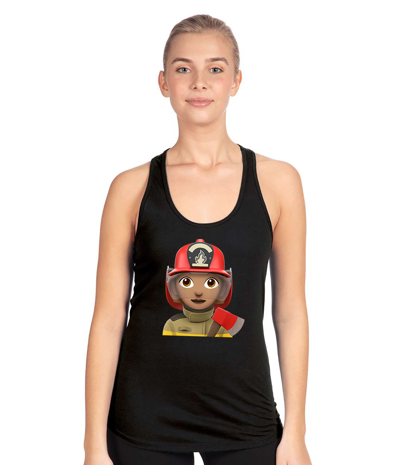 Apple Fireman Emoji Logo Symbol Emblem Customized Design on Women's Racerback Tank Top