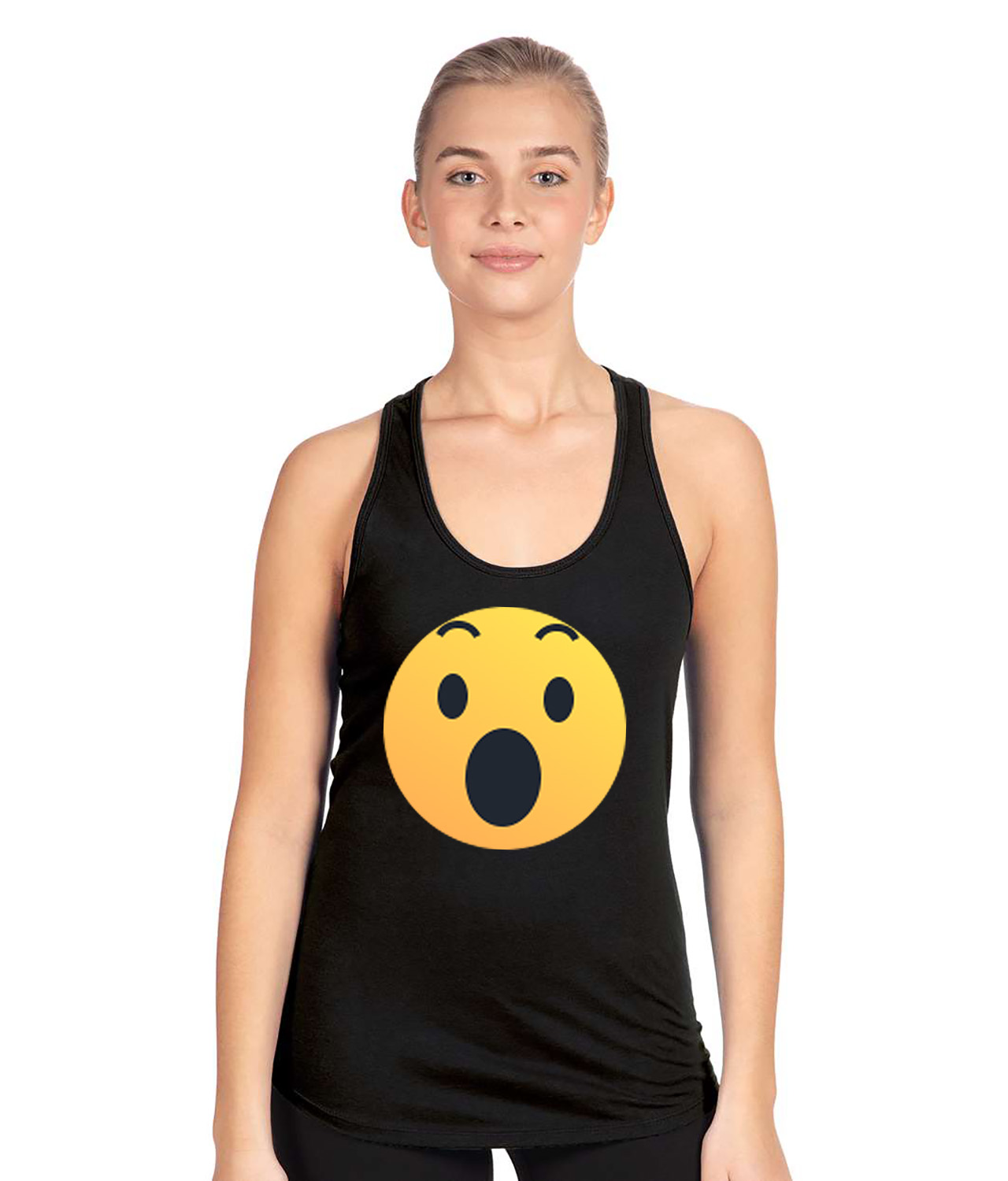 Awe Reaction Emoji Logo Symbol Emblem Customized Design on Women's Racerback Tank Top