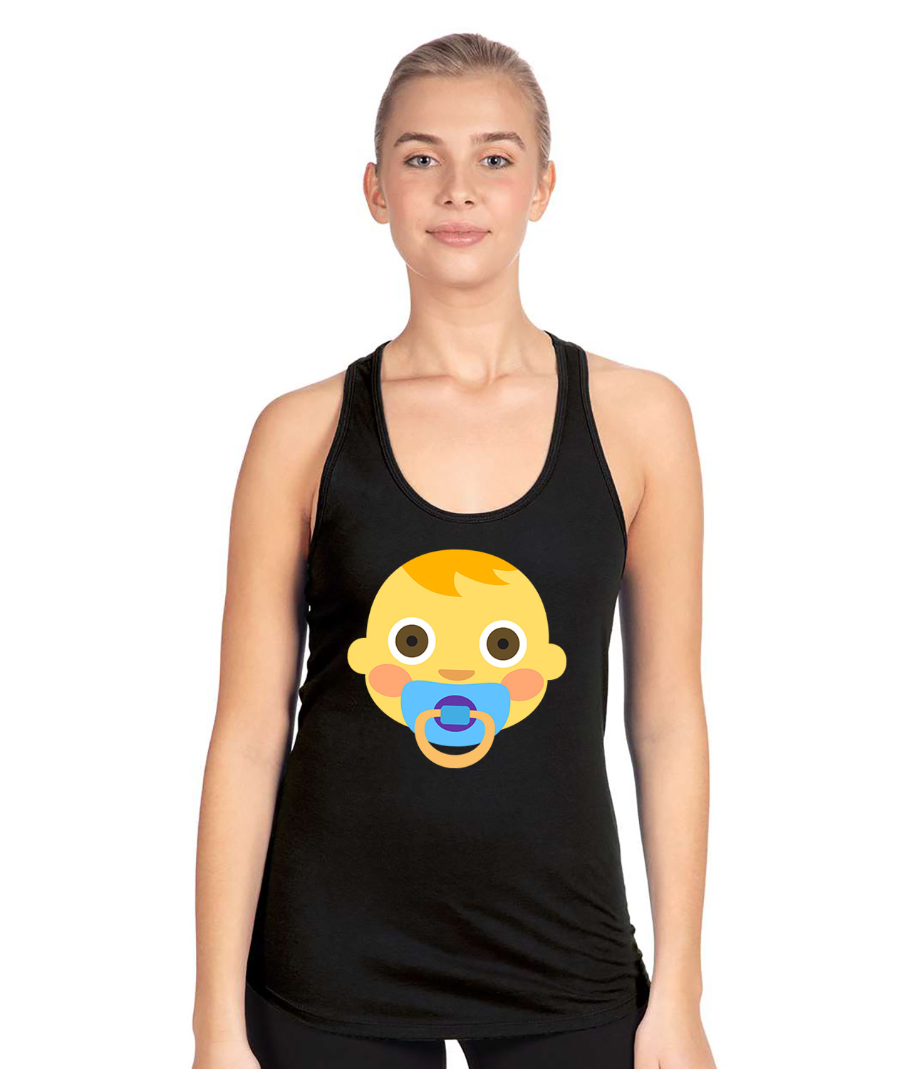 Baby Emoji Logo Symbol Emblem Customized Design on Women's Racerback Tank Top