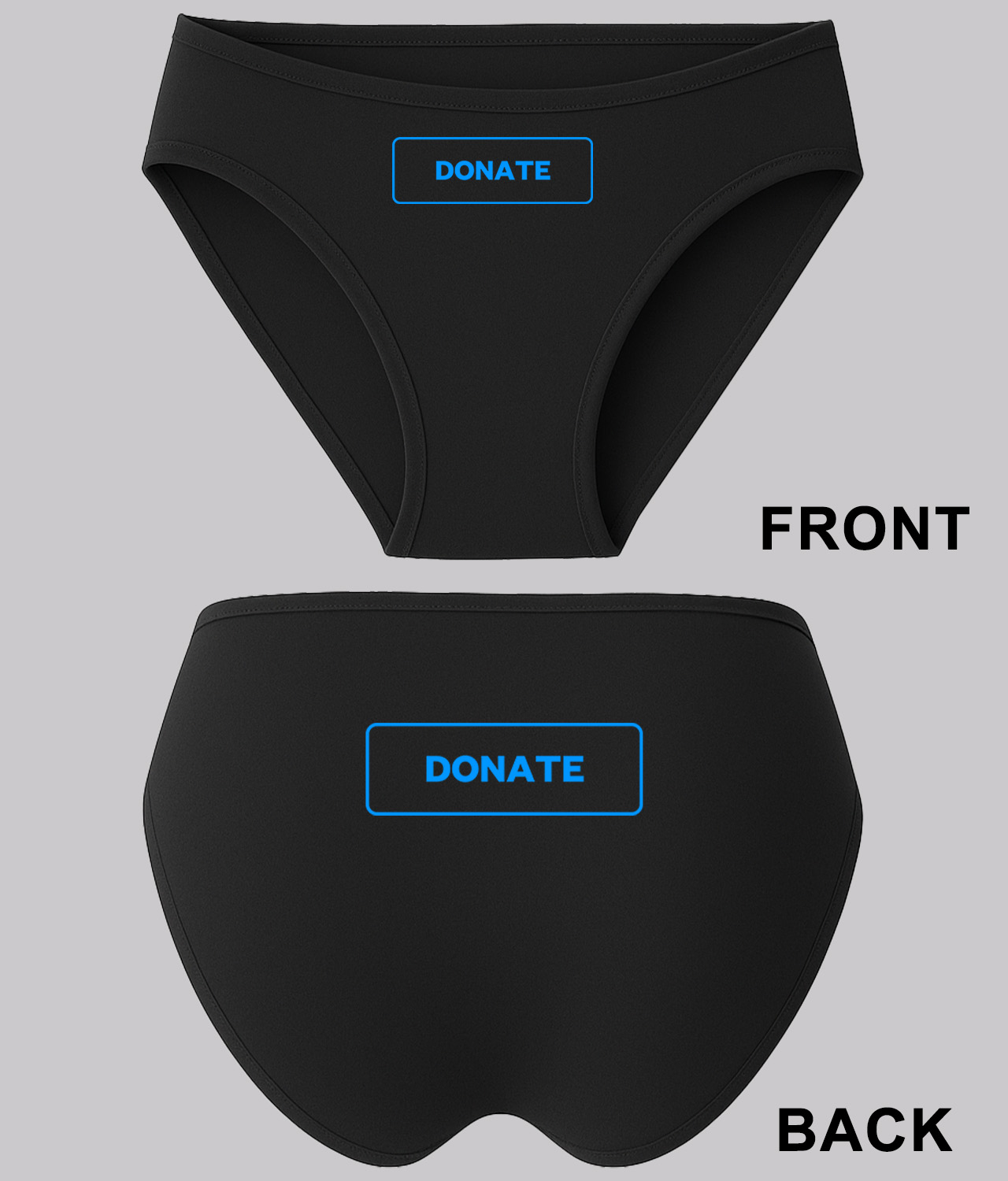 Simple Blue Outline Donate Button Logo Symbol Emblem Customized Design on Women's Bikini Brief Underwear