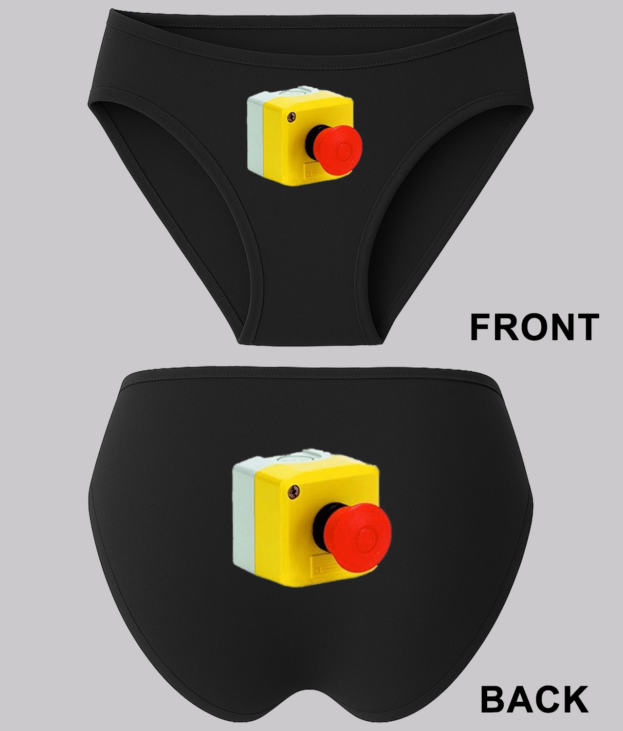 Emergency Stop Mushroom Button Logo Symbol Emblem Customized Design on Women's Bikini Brief Underwear