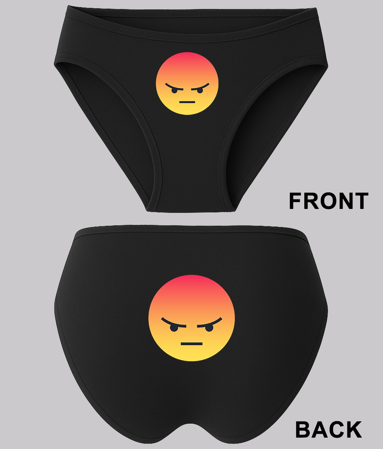 Angry Reaction Emoji Logo Symbol Emblem Customized Design on Women's Bikini Brief Underwear