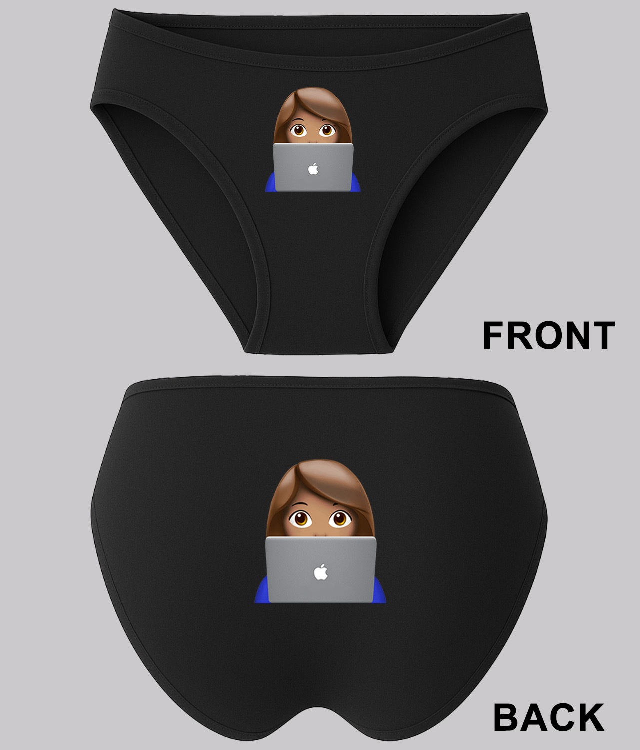 Apple Fan Emoji Logo Symbol Emblem Customized Design on Women's Bikini Brief Underwear