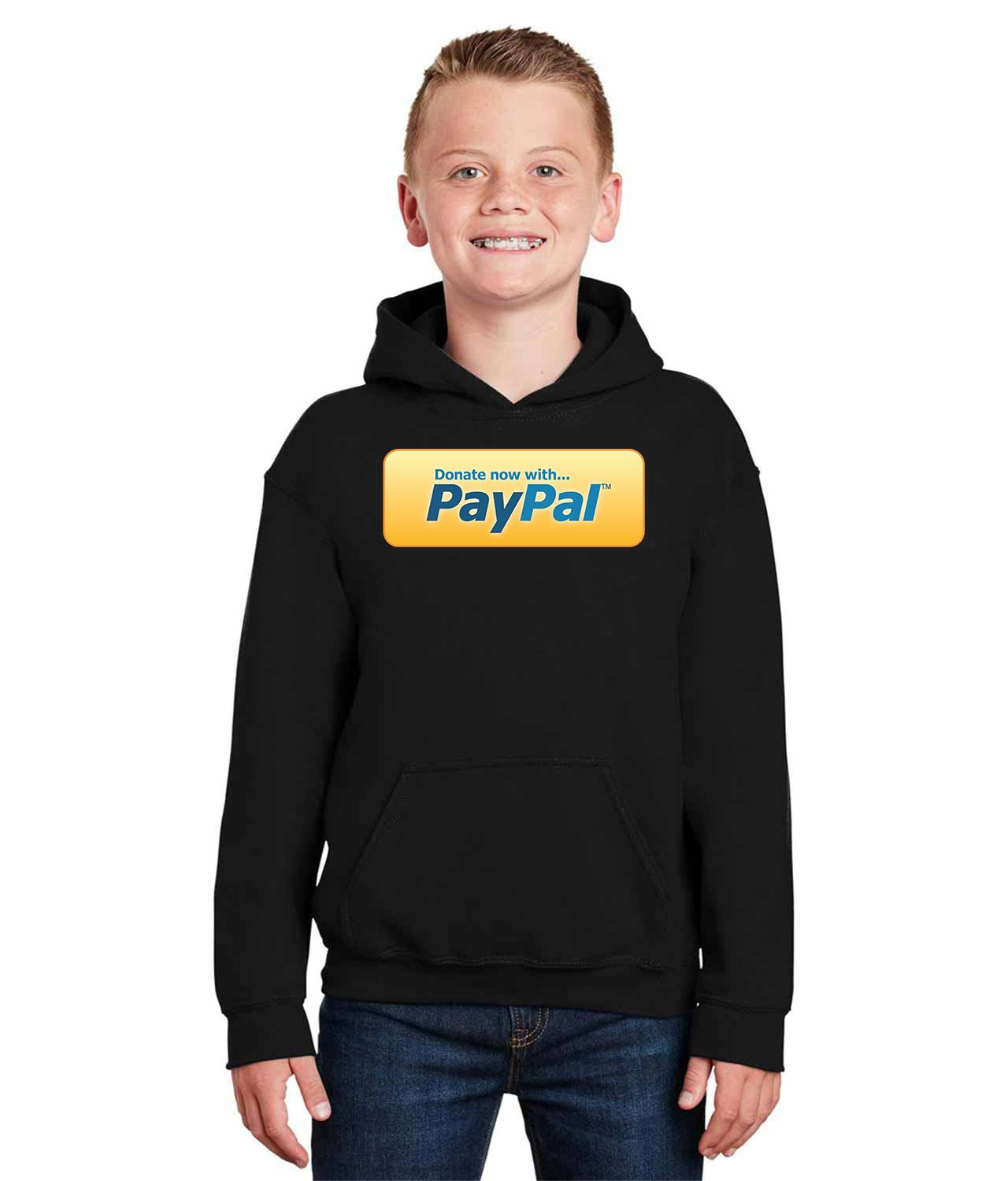 Donate With PayPal Button Logo Symbol Emblem Customized Design on Youth Hoodie