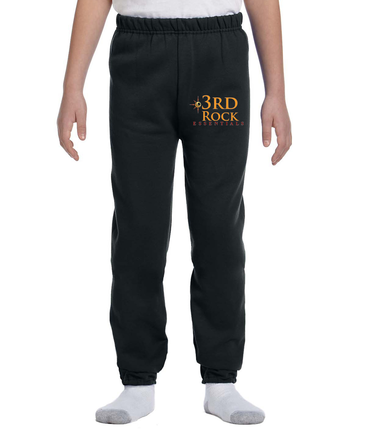 3rd Rock Essentials Logo Symbol Emblem Customized Design on Youth Closed-Bottom Sweatpants