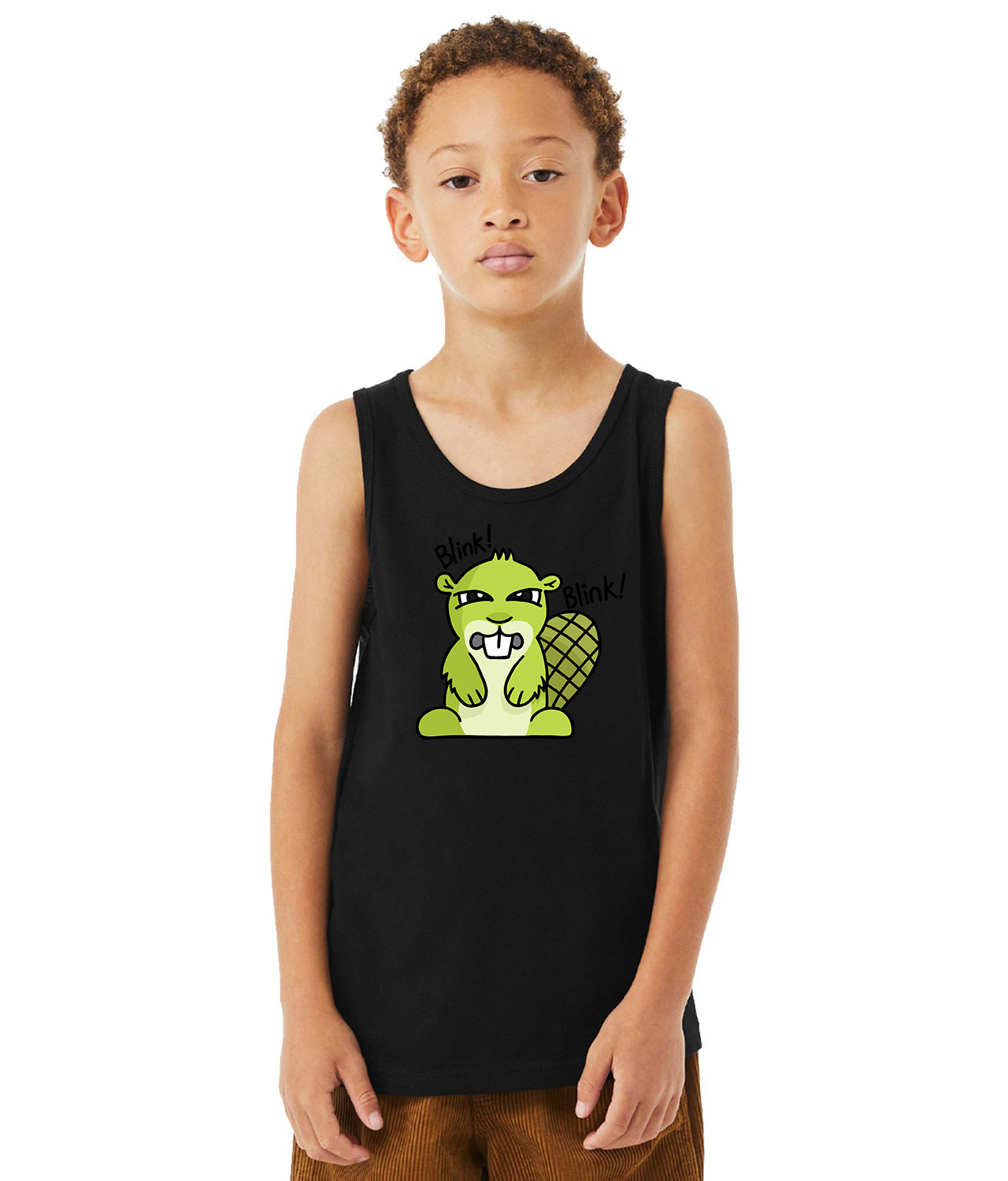 Adsy Beaver Mascot Blink Adsy Logo Symbol Emblem Customized Design on Youth Tank Top