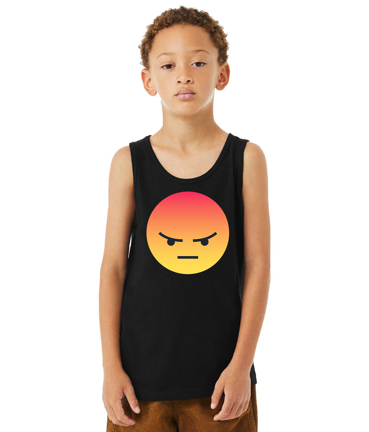 Angry Reaction Emoji Logo Symbol Emblem Customized Design on Youth Tank Top