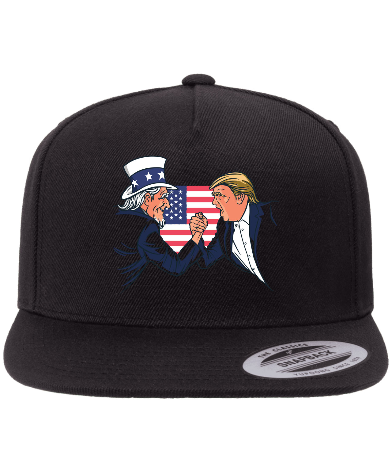 2024 Make America Great Again Take America Back Never Surrender Uncle Sam & Donald Trump shaking hands Customized Design on Wool Cap Hat