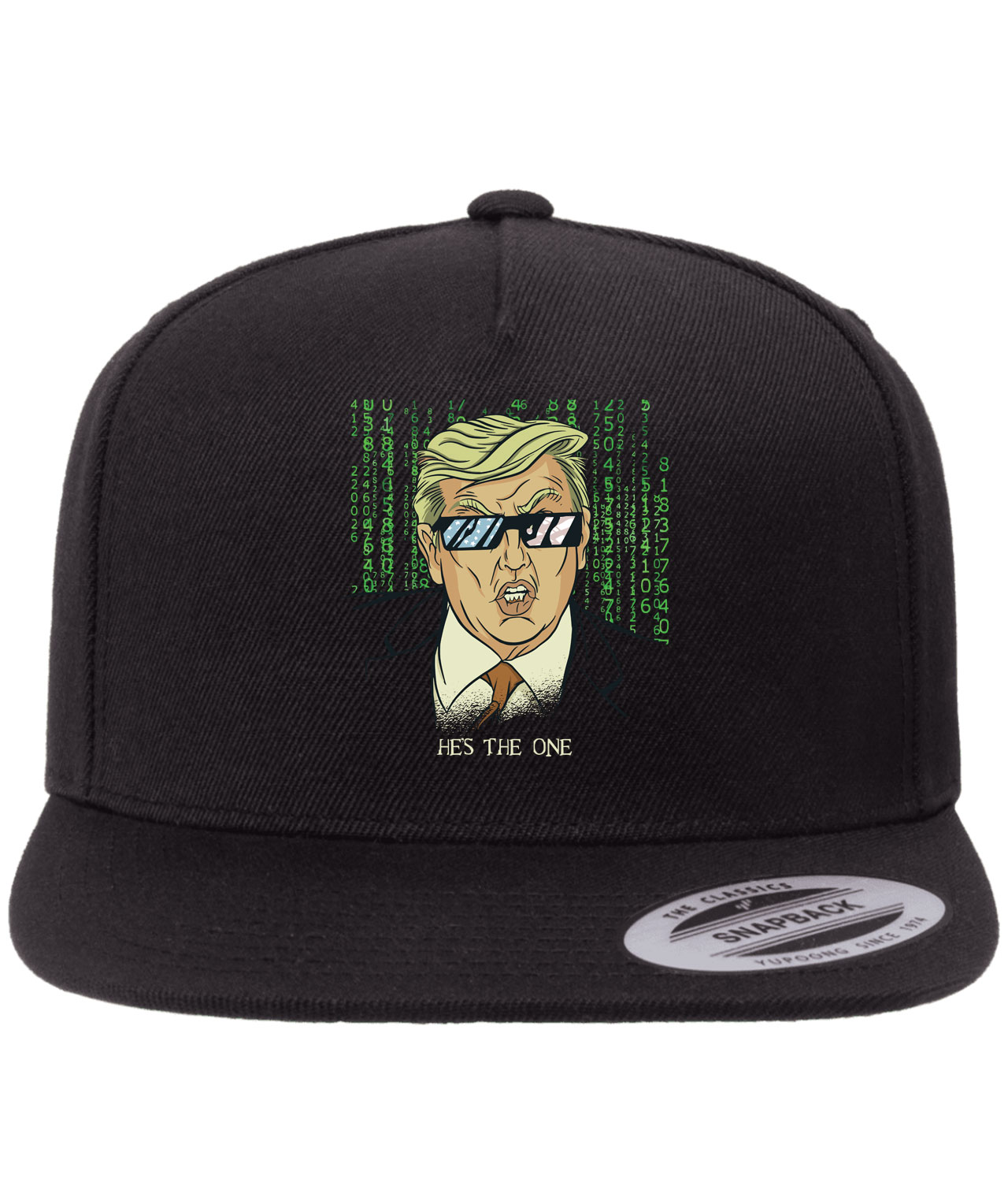2024 Make America Great Again Take America Back Donald Trump in sunglasses & Matrix quote He's the one Customized Design on Wool Cap Hat - Image 1