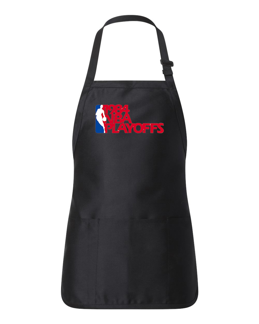 1984 NBA Playoffs NBA Basketball Logo Customized Design on Full-Length Apron with Pouch Pocket
