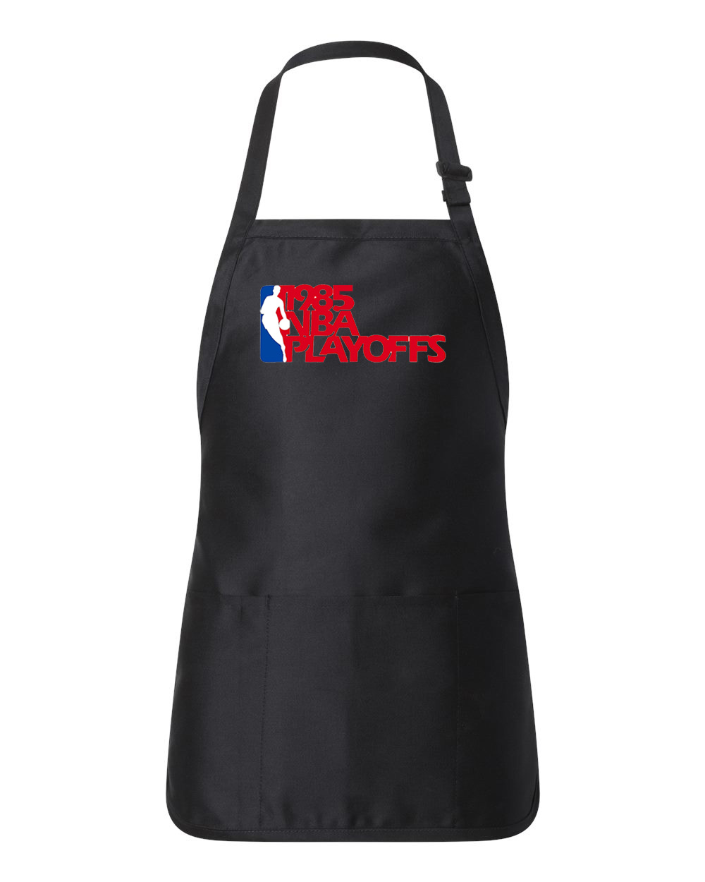 1985 NBA Playoffs NBA Basketball Logo Customized Design on Full-Length Apron with Pouch Pocket