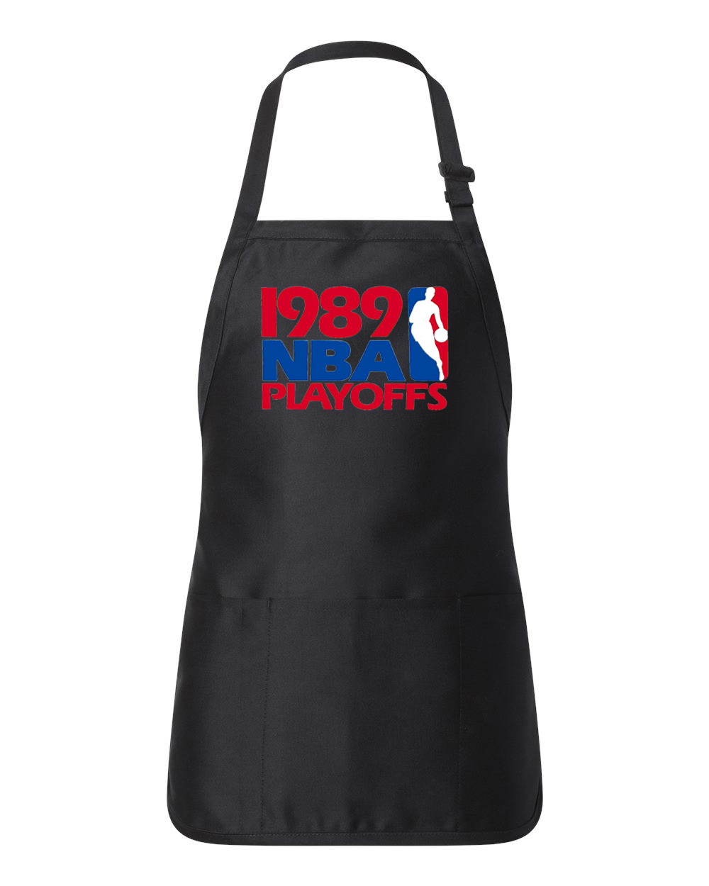 1989 NBA Playoffs NBA Basketball Logo Customized Design on Full-Length Apron with Pouch Pocket