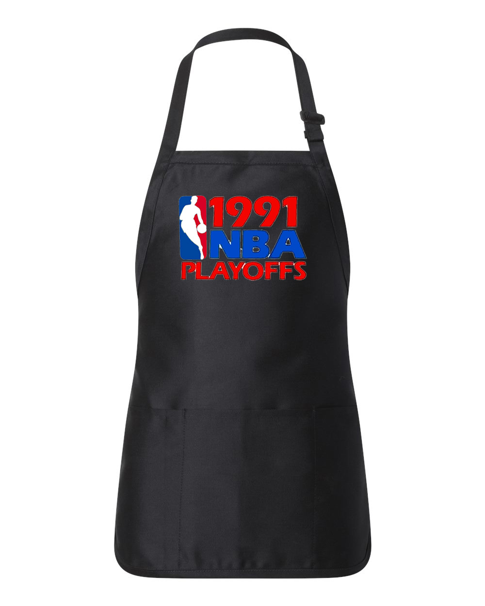 1991 NBA Playoffs NBA Basketball Logo Customized Design on Full-Length Apron with Pouch Pocket