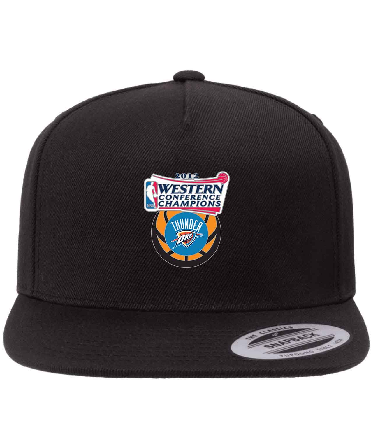 Oklahoma City Thunder Western Conference Champions 2012 NBA Basketball Logo Customized Design on Wool 5-Panel Cap Hat
