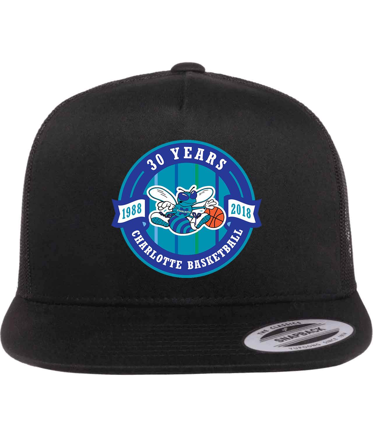 Charlotte Hornets 30th Anniversary NBA Basketball Logo Symbol Emblem Customized Design on Classic Trucker Cap Hat