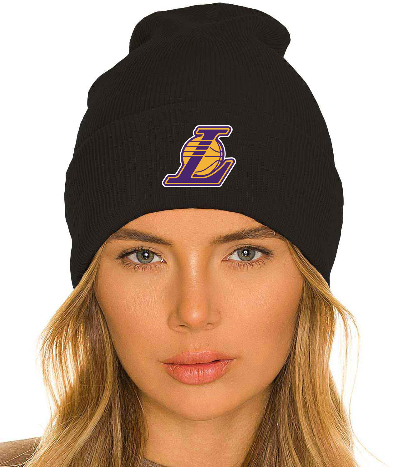 Los Angeles Lakers symbol NBA Basketball Logo Customized Design on 12" Cuffed Beanie