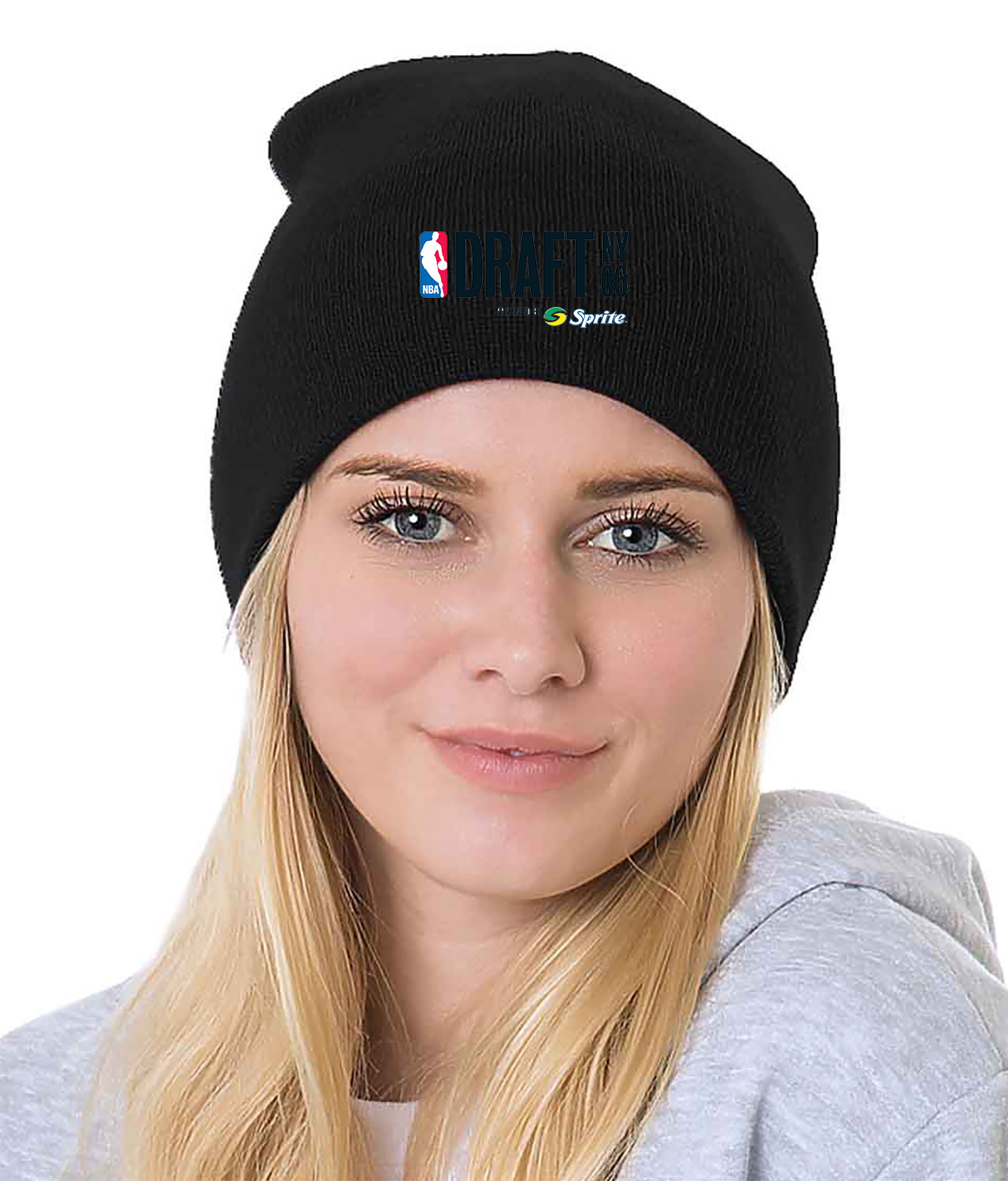 2006 NBA Draft New York NBA Basketball Logo Symbol Emblem Customized Design on 8" Beanie Hat
