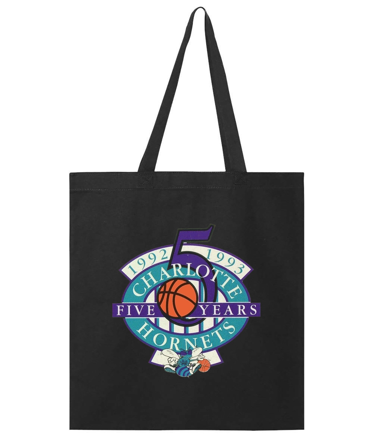 Charlotte Hornets 5th Anniversary NBA Basketball Logo Symbol Emblem Customized Design on Promotional Tote Bag