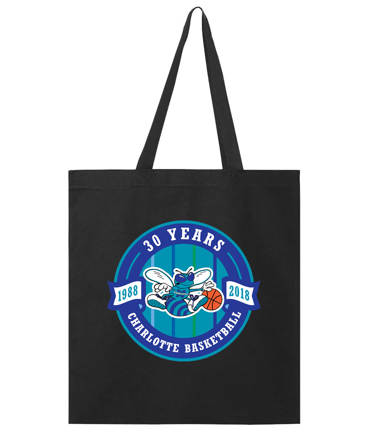 Charlotte Hornets 30th Anniversary NBA Basketball Logo Symbol Emblem Customized Design on Promotional Tote Bag