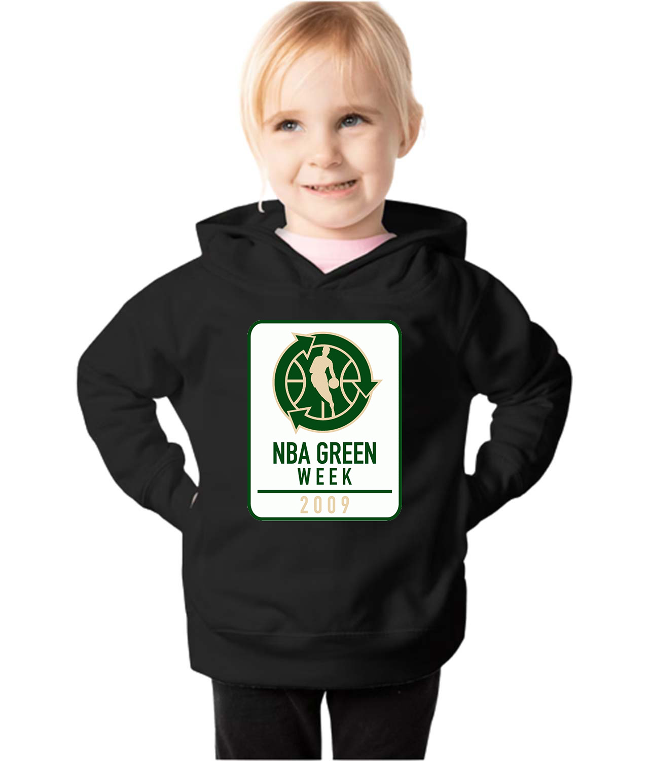 National Basketball Association NBA Green Week 2009 Special Event NBA Basketball Logo Emblem Customized Design on Toddler Pullover Fleece Hoodie
