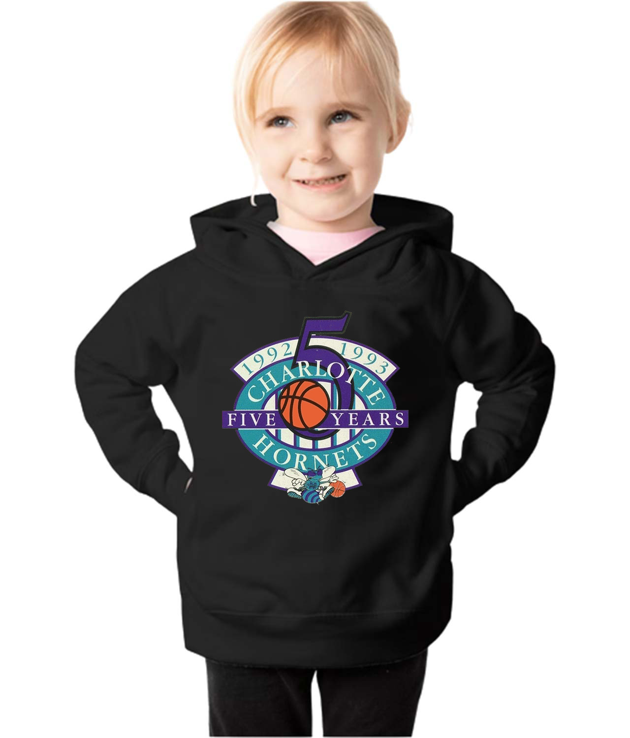 Charlotte Hornets 5th Anniversary NBA Basketball Logo Symbol Emblem Customized Design on Toddler Pullover Fleece Hoodie